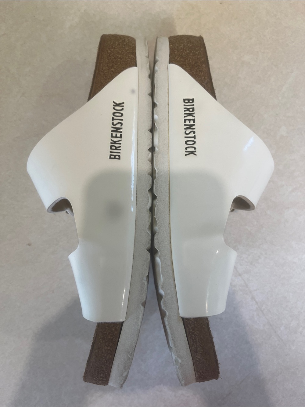 Birkenstock White Two-Strap Patent Slide Sz 5-51/2 (36) Great Condition - Picture 12 of 13